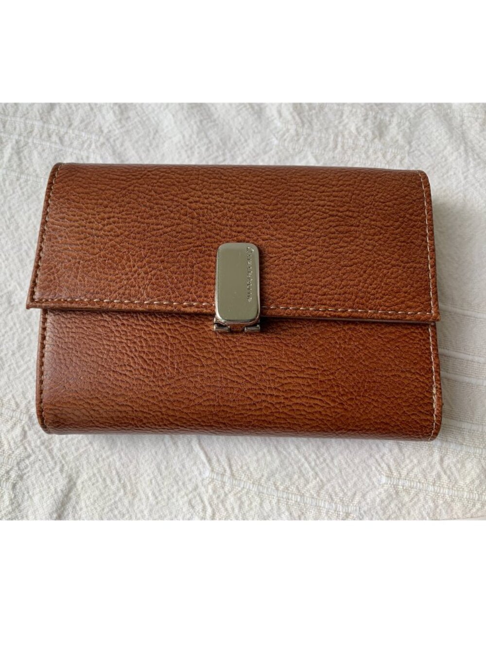 Vintage Liz Claiborne brown pebbled leather clutch trifold wallet - NWOT